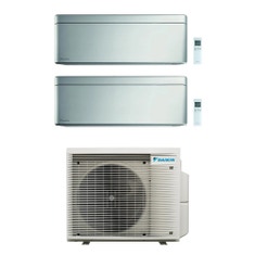 Immagine di Daikin STYLISH R32 Climatizzatore a parete dual split inverter Wi-Fi silver | unità esterna 6.5 kW unità interne 5000+5000 BTU 2MXM68A9+CTXA[15|15]BS