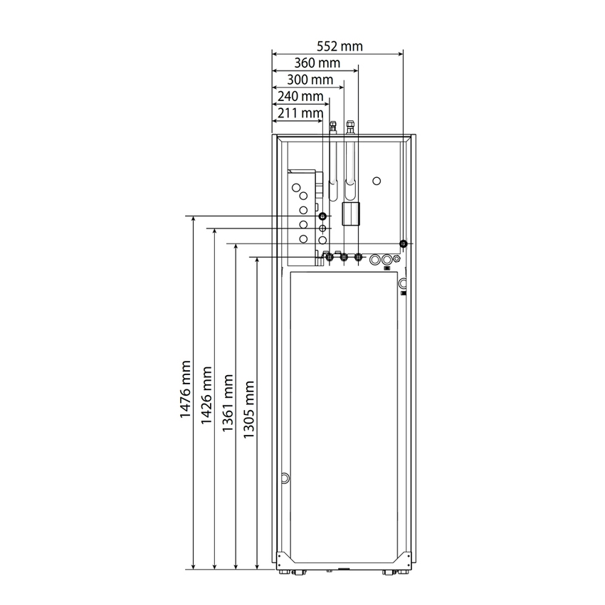 Immagine di Ariston NIMBUS COMPACT 80 S T NET R32 Pompa di calore inverter split aria/acqua trifase per riscaldamento, raffrescamento e ACS con bollitore da 180 litri integrato - 1 zona 3301896
