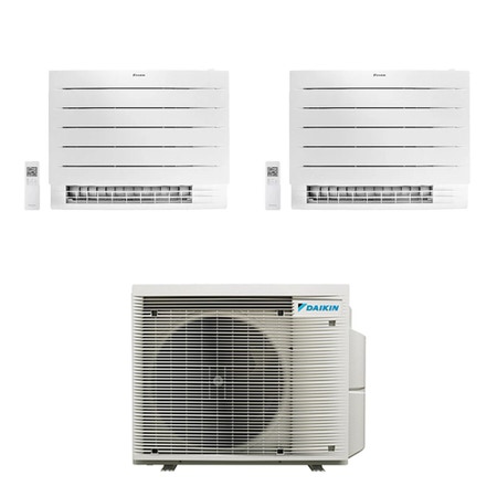 Immagine di Daikin PERFERA Pavimento FVXM-A R32 Climatizzatore a pavimento dual split inverter Wi-Fi bianco | unità esterna 5 kW unità interne 7000+18000 BTU 2MXM50A+CVXM[20]A9+FVXM[50]A