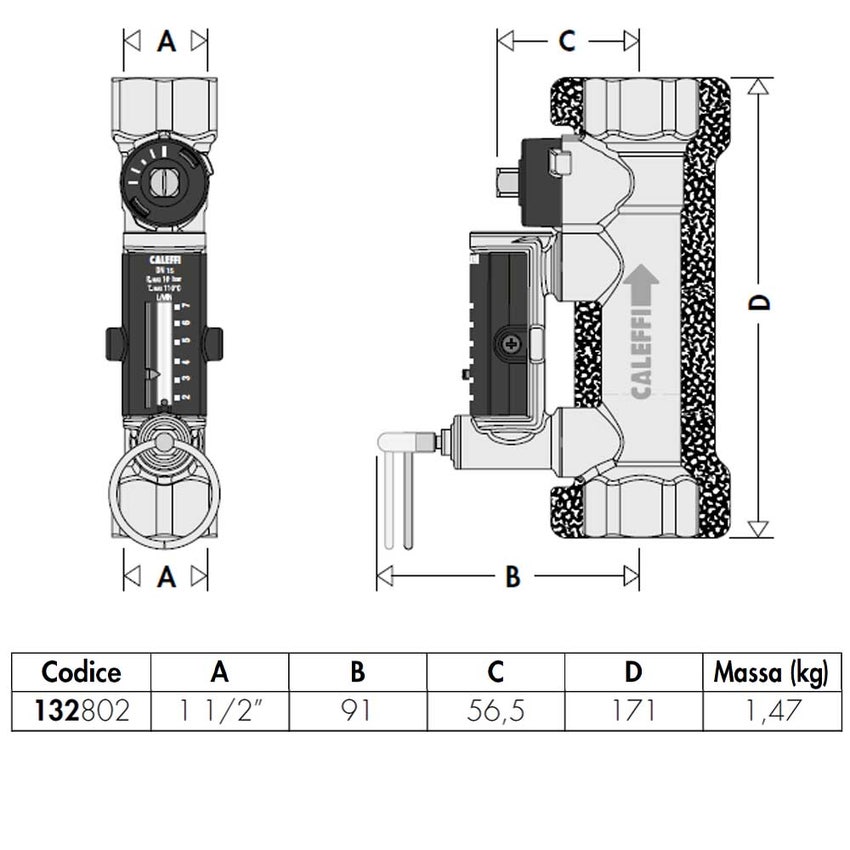 Immagine di Caleffi Valvola di bilanciamento con flussometro campo di portata 30-120 l/min. con attacco 1 1/2” 132802