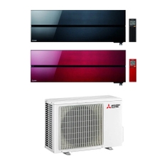 Immagine di Mitsubishi MSZ-LN Kirigamine Style R32 Climatizzatore a parete dual split inverter Wi-Fi, unità esterna 5.3 kW unità interna rossa da 9000 e nera da 12000 BTU MXZ-2F53VF-MSZ-LN25VGR-MSZ-LN35VGB