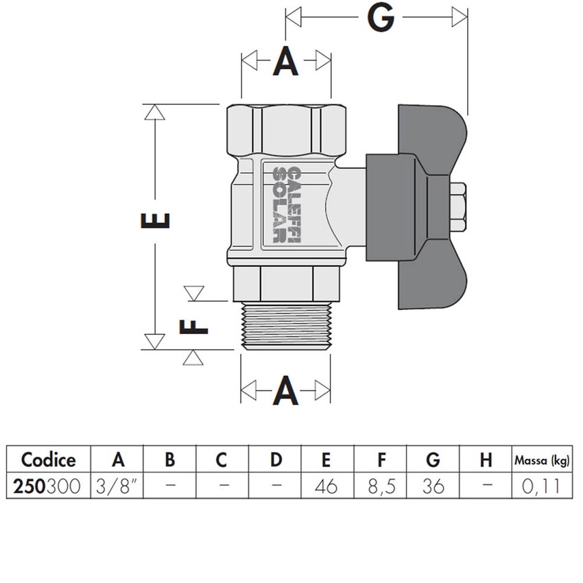 Immagine di Caleffi Rubinetto di intercettazione per valvola sfogo aria 3/8" 250300