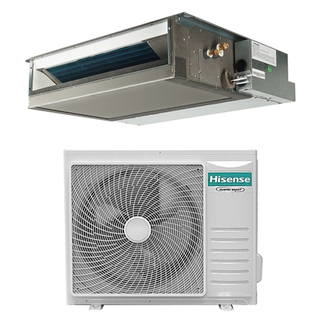 Immagine di Hisense CANALIZZABILE MSP AUD-M8 Climatizzatore canalizzabile media prevalenza monosplit inverter | unità esterna 7.1 kW unità interna 24000 BTU | comando remoto e cablato incluso AUD71UX4RFM8+AUW71U4RK8