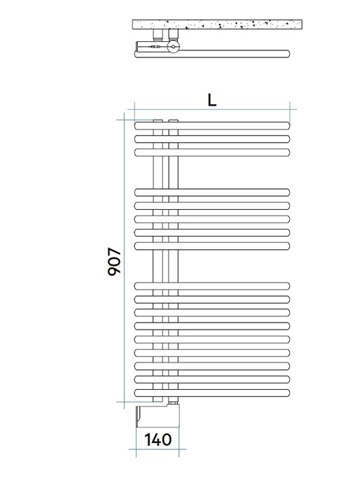 Immagine di Irsap FUNKY ELETTRICO scaldasalviette con collettore lato sinistro, 17 tubi, 2 intervalli, H.90,7 L.50 P.6,2 cm, colore bianco finitura opaco FLS050EJ8IR01NNN01