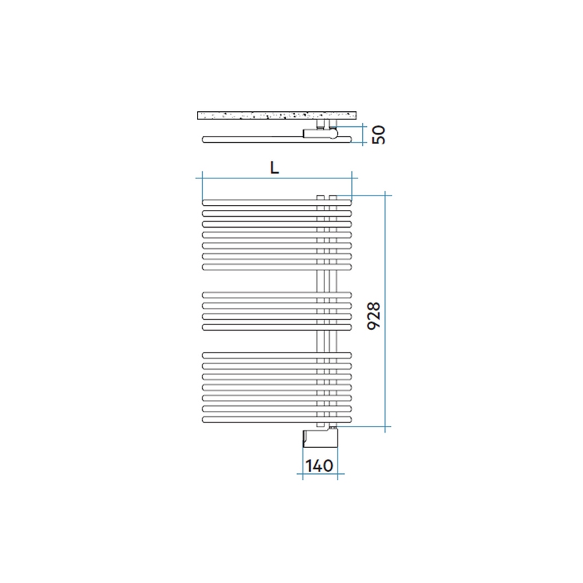 Immagine di Irsap FUNKY_S ELETTRICO scaldasalviette con collettore lato destro, 18 tubi, 2 intervalli, H.92,8 L.50 P.6,2 cm, controllo elettronico Wi-Fi, colore bianco YRS050E01IR01NNN