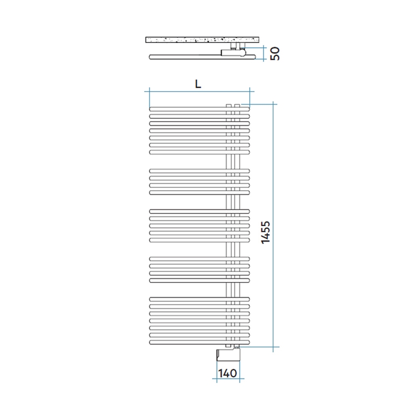 Immagine di Irsap FUNKY_S ELETTRICO scaldasalviette con collettore lato destro, 27 tubi, 4 intervalli, H.145,5 L.60 P.6,2 cm, controllo elettronico Wi-Fi, colore bianco finitura lucido YRL060E01IR01NNN