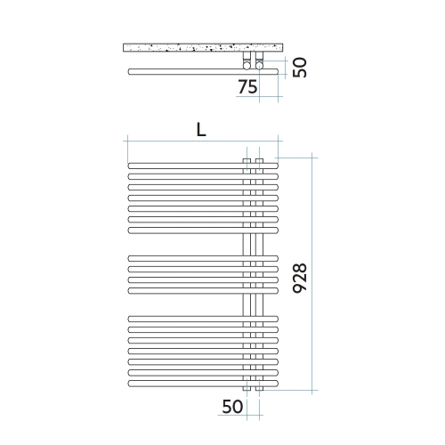 Immagine di Irsap FUNKY_S radiatore 18 tubi H.92,8 L.50 P.6,2 cm, 2 intervalli, colore bianco standard finitura lucido Cod.01 YRS050B01IR01NNN01