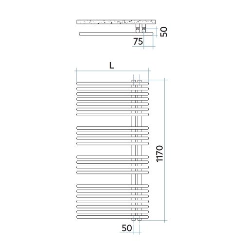 Immagine di Irsap FUNKY_S radiatore 22 tubi H.117 L.50 P.6,2 cm, 3 intervalli, colore bianco standard finitura lucido Cod.01 YRM050B01IR01NNN01
