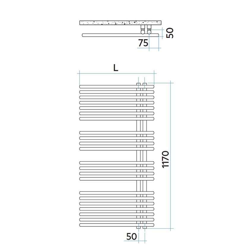 Immagine di Irsap FUNKY_S radiatore 22 tubi H.117 L.50 P.6,2 cm, 3 intervalli, colore bianco standard finitura lucido Cod.01 YRM050B01IR01NNN01