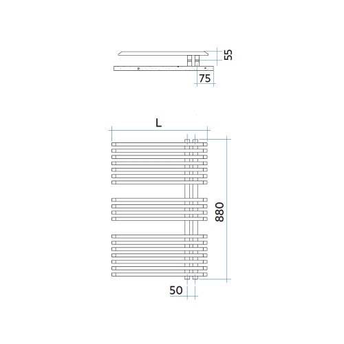 Immagine di Irsap JAZZ_S radiatore 18 tubi H.88 L.50 P.6,7 cm, 2 intervalli, colore bianco standard finitura lucido Cod.01 ZRS050B01IR01NNN