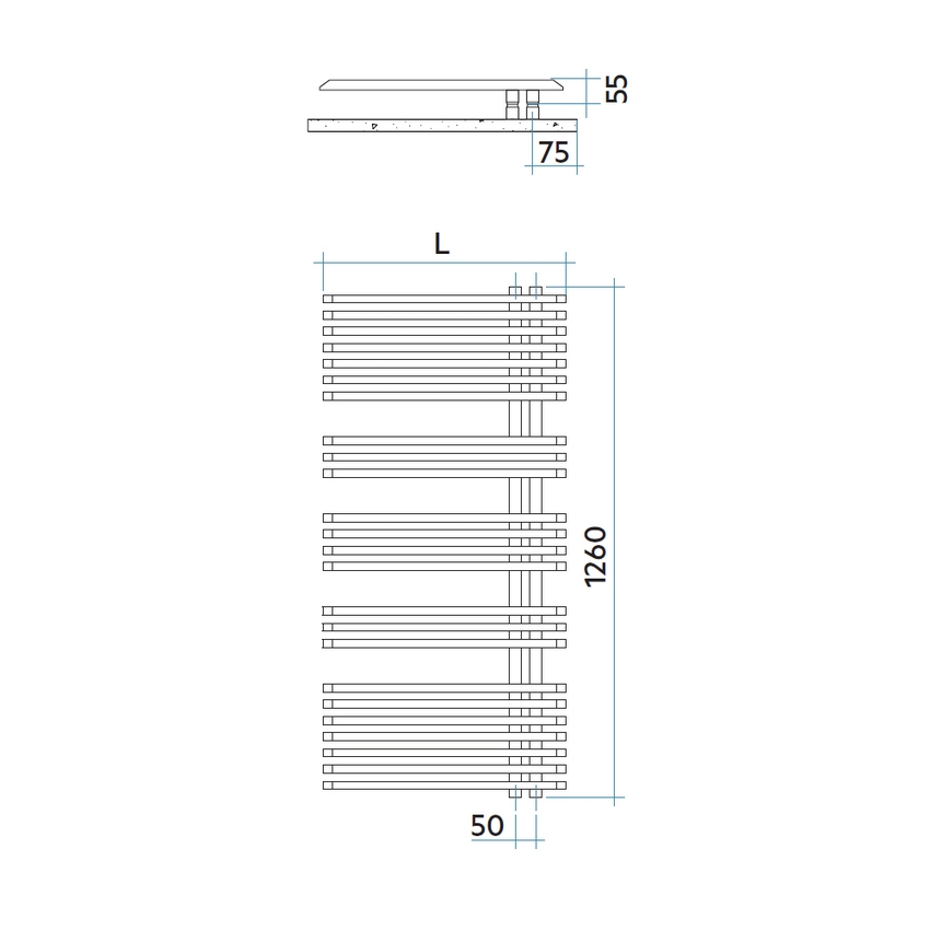 Immagine di Irsap JAZZ_S radiatore 24 tubi H.126 L.50 P.6,7 cm, 4 intervalli, colore bianco standard finitura lucido Cod.01 ZRM050B01IR01NNN