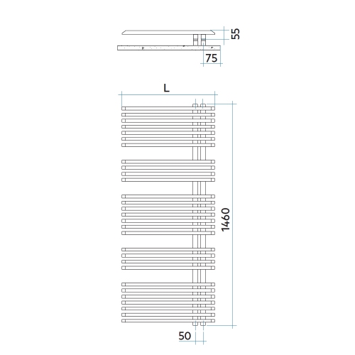 Immagine di Irsap JAZZ_S radiatore 29 tubi H.146 L.50 P.6,7 cm, 4 intervalli, colore bianco standard finitura lucido Cod.01 ZRL050B01IR01NNN