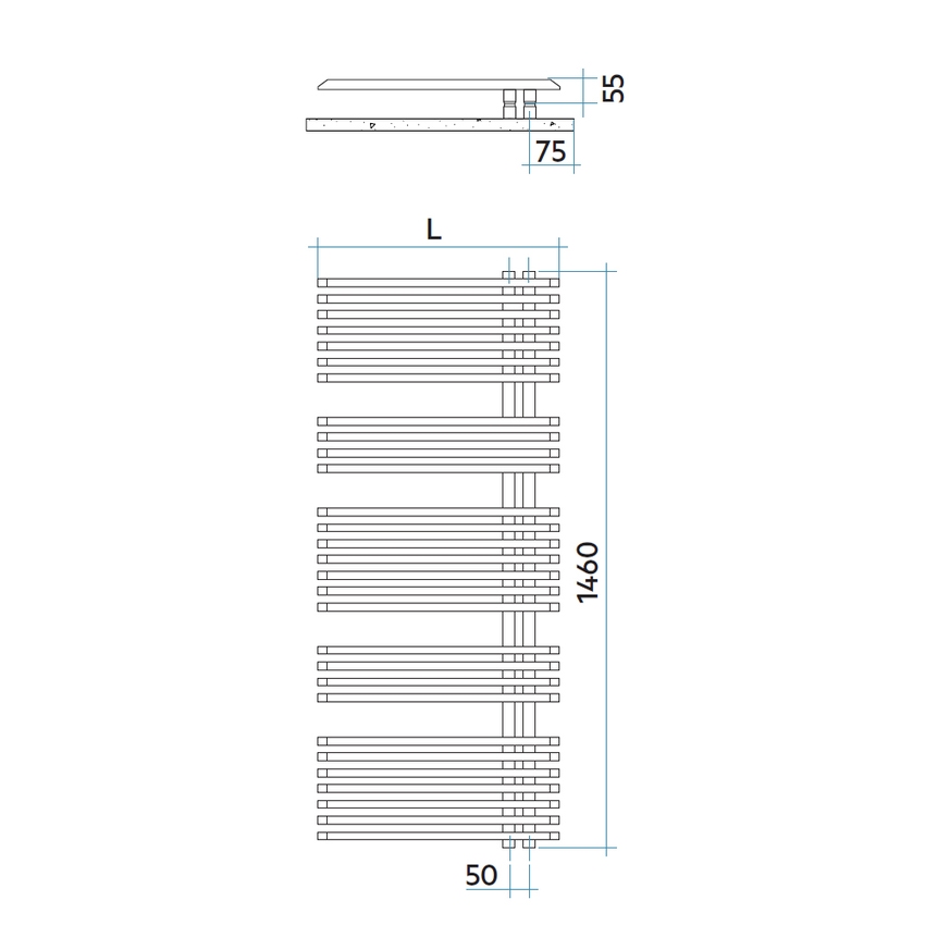 Immagine di Irsap JAZZ_S radiatore 29 tubi H.146 L.50 P.6,7 cm, 4 intervalli, colore bianco standard finitura lucido Cod.01 ZRL050B01IR01NNN