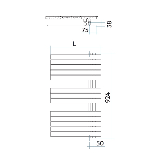 Immagine di Irsap SOUL_S radiatore 13 tubi H.92,4 L.55 P.3,8 cm, 2 intervalli, colore bianco standard finitura lucido Cod.01 URP055B01IR01NNN