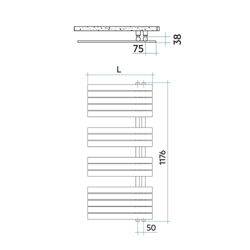Immagine di Irsap SOUL_S radiatore 16 tubi H.117,6 L.55 P.3,8 cm, 3 intervalli, colore quartz 2 finitura ruvido Cod.2C URS055B2CIR01NNN