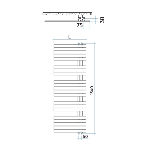 Immagine di Irsap SOUL_S radiatore 21 tubi H.154 L.55 P.3,8 cm, 4 intervalli, colore bianco standard finitura lucido Cod.01 URM055B01IR01NNN