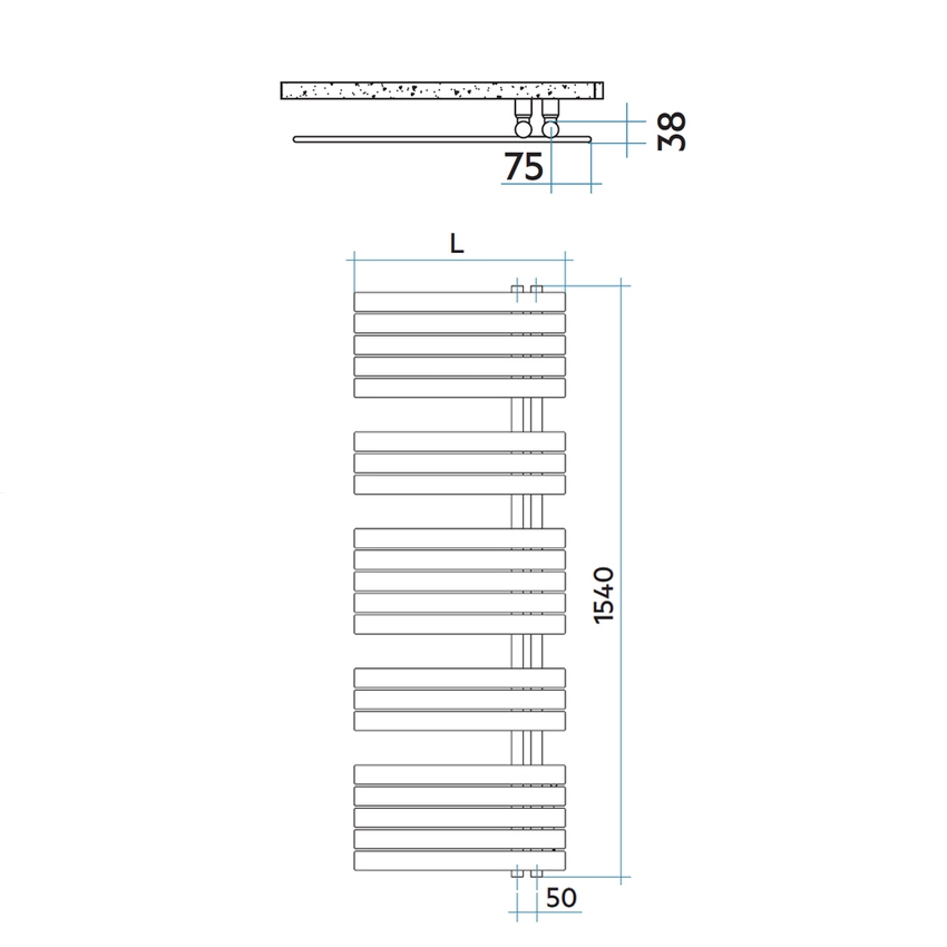 Immagine di Irsap SOUL_S radiatore 21 tubi H.154 L.55 P.3,8 cm, 4 intervalli, colore bianco standard finitura lucido Cod.01 URM055B01IR01NNN