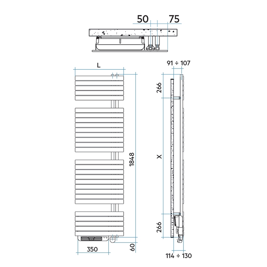 Immagine di Irsap SOUL_S AIR ELETTRICO radiatore 28 tubi H.190,8 L.55 P.11 cm, 3 intervalli, colore bianco finitura lucido UBE055Z01IR01NNN
