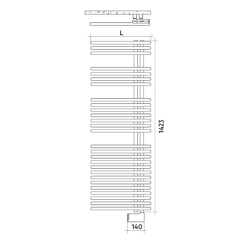Immagine di Irsap FUNKY ELETTRICO scaldasalviette con collettore lato destro, 27 tubi, 3 intervalli, H.142,3 L.60 P.6,2 cm, colore bianco FRL060E01IR01NNN01