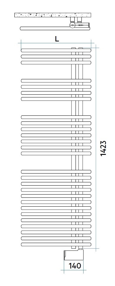 Immagine di Irsap FUNKY ELETTRICO scaldasalviette con collettore lato destro, 27 tubi, 3 intervalli, H.142,3 L.50 P.6,2 cm, colore bianco FRL050E01IR01NNN01