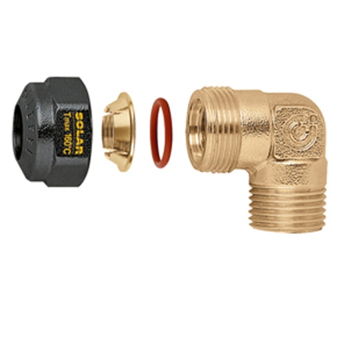 Immagine di Caleffi Raccordo curvo maschio, meccanico a tenuta O-Ring per impianti solari 3/4” M - Ø 22 254752