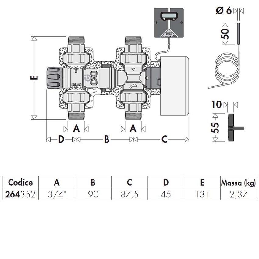 Immagine di Caleffi SOLARNOCAL - Kit di collegamento bollitore solare con caldaia 3/4" 264352