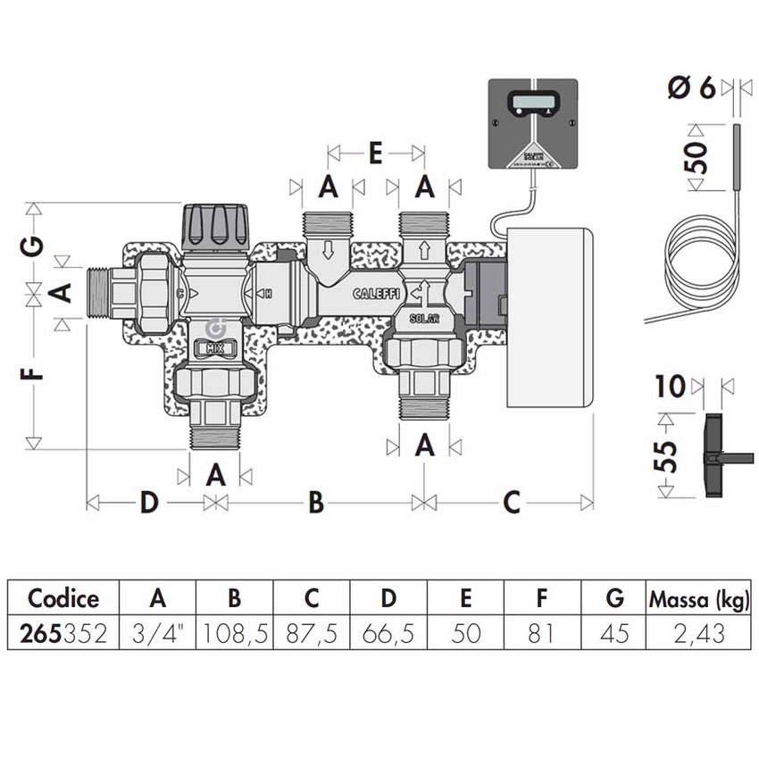 Immagine di Caleffi SOLARINCAL - Kit di collegamento bollitore solare con caldaia 3/4” 265352