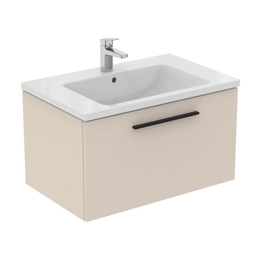 Immagine di Ideal Standard I.LIFE B mobile sottolavabo L.80 H.44 P.50.5 cm, con un cassetto esterno, interno colore antracite, colore sabbia finitura opaco T5271NF