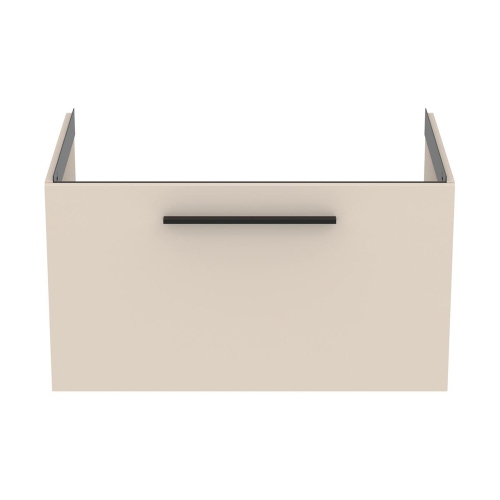 Immagine di Ideal Standard I.LIFE B set L.80 cm con mobile sottolavabo, colore sabbia finitura opaco, lavabo, colore bianco finitura lucido, specchio rettangolare T5271NF+T460401