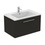 Immagine di Ideal Standard I.LIFE B set L.80 cm con mobile sottolavabo, colore grigio carbonio finitura opaco, lavabo, colore bianco finitura lucido, specchio rettangolare T5271NV+T460401