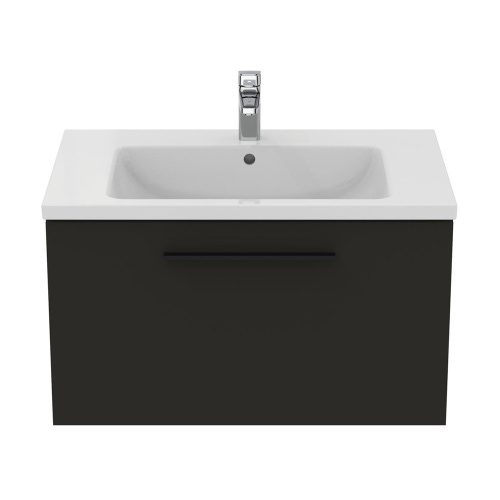 Immagine di Ideal Standard I.LIFE B mobile sottolavabo L.80 H.44 P.50.5 cm, con un cassetto esterno, interno colore antracite, colore grigio carbonio finitura opaco T5271NV