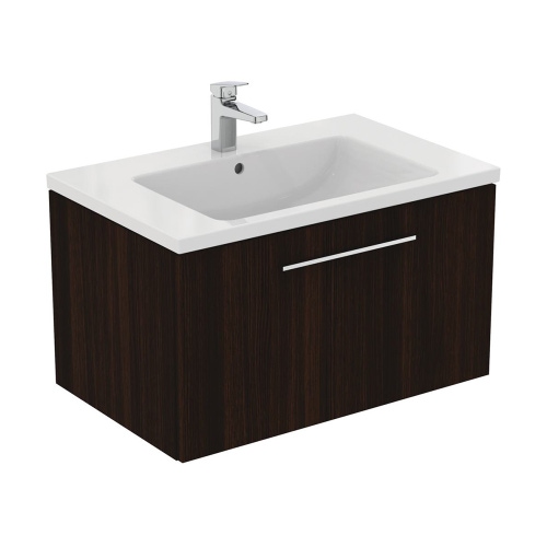 Immagine di Ideal Standard I.LIFE B mobile sottolavabo L.80 H.44 P.50.5 cm, con un cassetto esterno, interno colore antracite, finitura quercia scura T5271NW