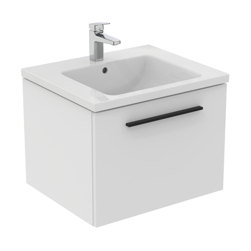 Immagine di Ideal Standard I.LIFE B mobile sottolavabo L.60 H.43.6 P.50.5 cm, con un cassetto esterno, interno colore antracite, colore bianco finitura opaco T5269DU