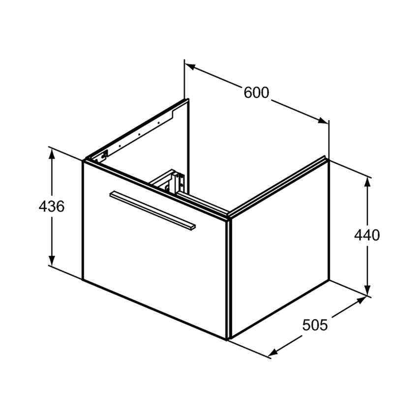 Immagine di Ideal Standard I.LIFE B mobile sottolavabo L.60 H.43.6 P.50.5 cm, con un cassetto esterno, interno colore antracite, colore grigio carbonio finitura opaco T5269NV