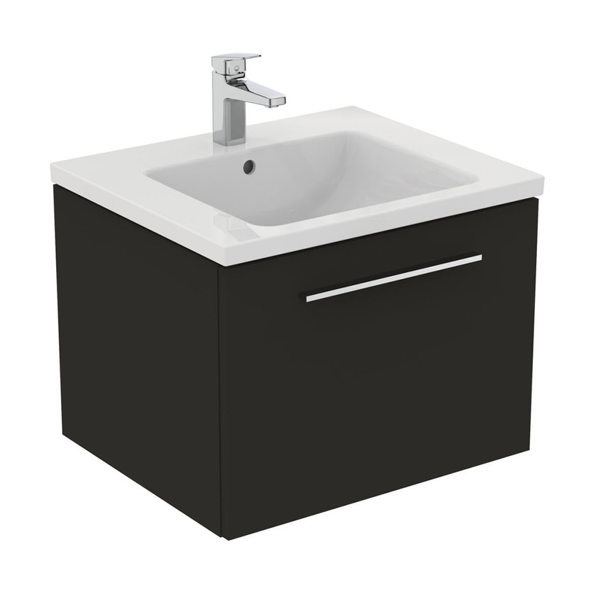 Immagine di Ideal Standard I.LIFE B mobile sottolavabo L.60 H.43.6 P.50.5 cm, con un cassetto esterno, interno colore antracite, colore grigio carbonio finitura opaco T5269NV