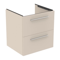 Immagine di Ideal Standard I.LIFE B mobile sottolavabo L.60 H.63 P.50.5 cm, con 2 cassetti esterni, interno colore antracite, colore sabbia finitura opaco T5270NF