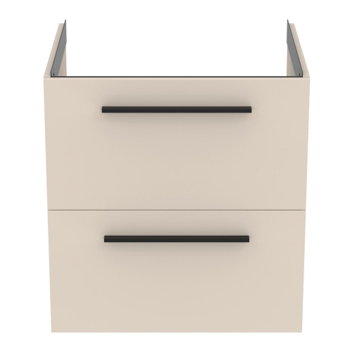 Immagine di Ideal Standard I.LIFE B set L.60 cm con mobile sottolavabo, colore sabbia finitura opaco, lavabo, colore bianco finitura lucido, specchio rettangolare T5270NF+T460501