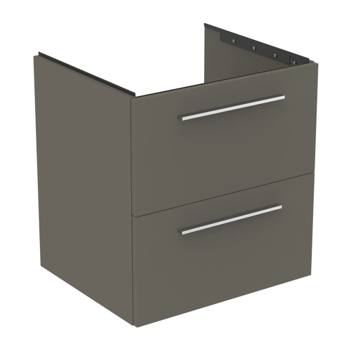 Immagine di Ideal Standard I.LIFE B set L.60 cm con mobile sottolavabo, colore grigio quarzo finitura opaco, lavabo, colore bianco finitura lucido, specchio rettangolare T5270NG+T460501