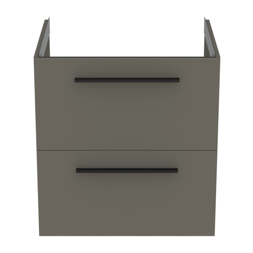 Immagine di Ideal Standard I.LIFE B set L.60 cm con mobile sottolavabo, colore grigio quarzo finitura opaco, lavabo, colore bianco finitura lucido, specchio rettangolare T5270NG+T460501