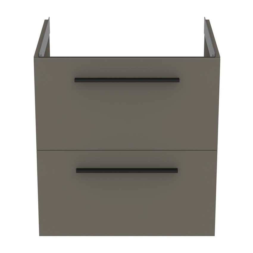 Immagine di Ideal Standard I.LIFE B set L.60 cm con mobile sottolavabo, colore grigio quarzo finitura opaco, lavabo, colore bianco finitura lucido, specchio rettangolare T5270NG+T460501