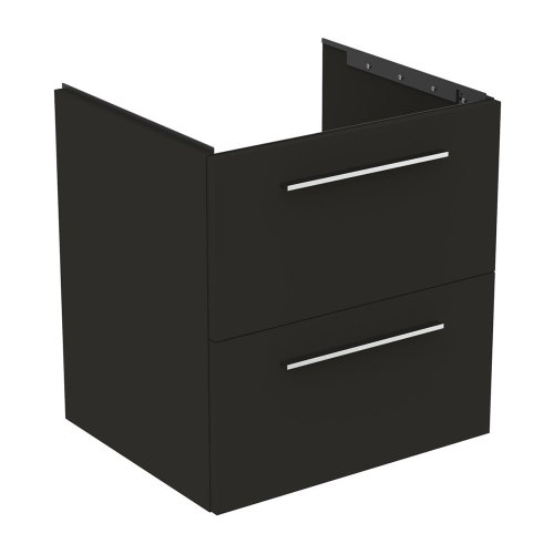 Immagine di Ideal Standard I.LIFE B set L.60 cm con mobile sottolavabo, colore grigio carbonio finitura opaco, lavabo, colore bianco finitura lucido, specchio rettangolare T5270NV+T460501