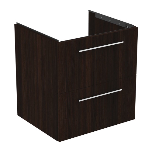 Immagine di Ideal Standard I.LIFE B set L.60 cm con mobile sottolavabo, finitura quercia scura, lavabo, colore bianco finitura lucido, specchio rettangolare T5270NW+T460501