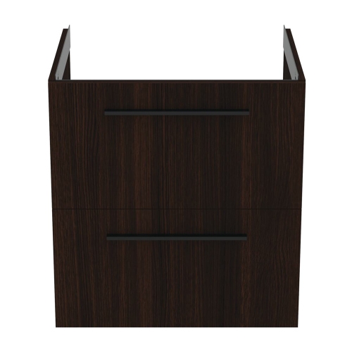 Immagine di Ideal Standard I.LIFE B set L.60 cm con mobile sottolavabo, finitura quercia scura, lavabo, colore bianco finitura lucido, specchio rettangolare T5270NW+T460501