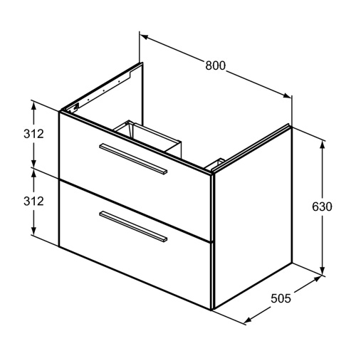 Immagine di Ideal Standard I.LIFE B mobile sottolavabo L.80 H.63 P.50.5 cm, con 2 cassetti esterni, interno colore antracite, colore greige finitura opaco T5272NH