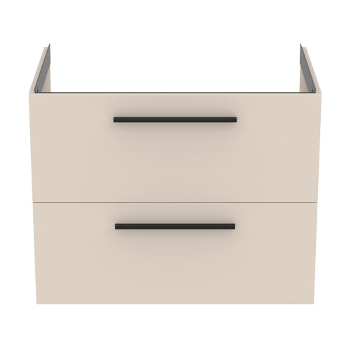 Immagine di Ideal Standard I.LIFE B set L.80 cm con mobile sottolavabo, colore sabbia finitura opaco, lavabo, colore bianco finitura lucido, specchio rettangolare T5272NF+T460401