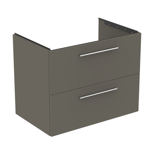 Immagine di Ideal Standard I.LIFE B set L.80 cm con mobile sottolavabo, colore grigio quarzo finitura opaco, lavabo, colore bianco finitura lucido, specchio rettangolare T5272NG+T460401