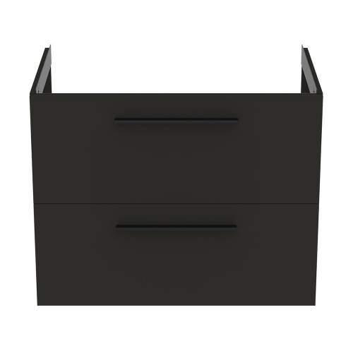 Immagine di Ideal Standard I.LIFE B set L.80 cm con mobile sottolavabo, colore grigio carbonio finitura opaco, lavabo, colore bianco finitura lucido, specchio rettangolare T5272NV+T460401