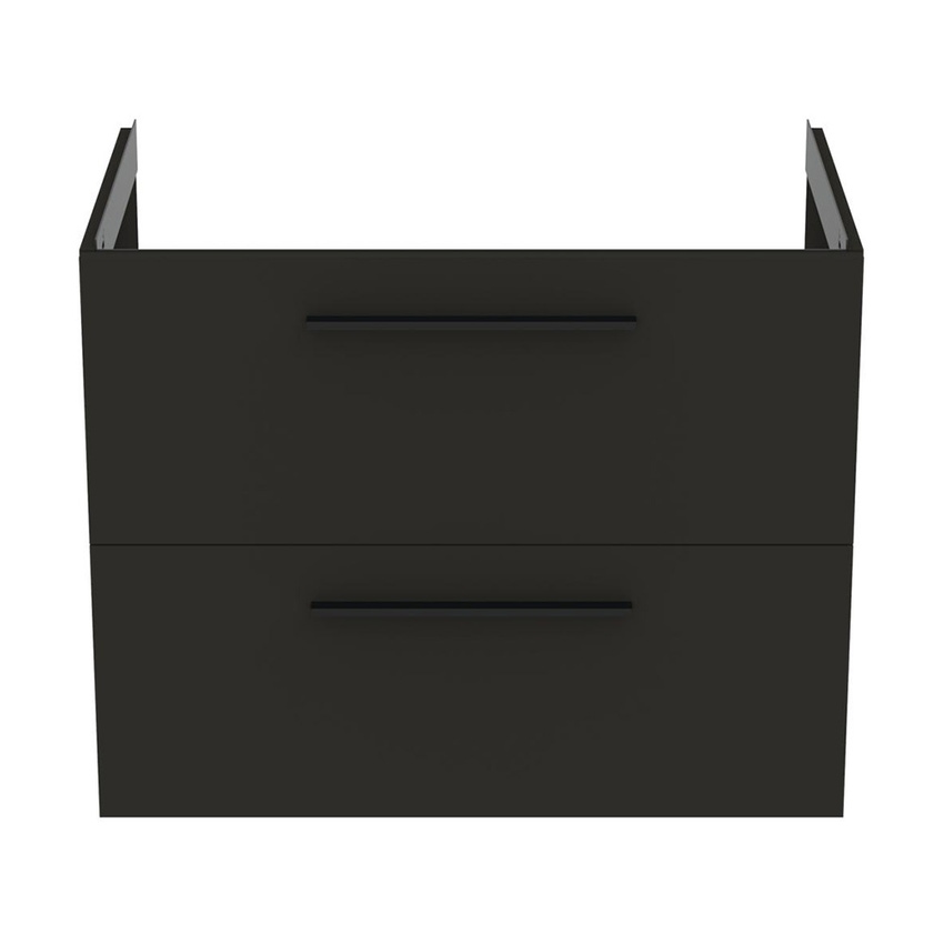 Immagine di Ideal Standard I.LIFE B set L.80 cm con mobile sottolavabo, colore grigio carbonio finitura opaco, lavabo, colore bianco finitura lucido, specchio rettangolare T5272NV+T460401