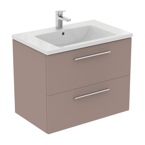 Immagine di Ideal Standard I.LIFE B mobile sottolavabo L.80 H.63 P.50.5 cm, con 2 cassetti esterni, interno colore antracite, colore greige finitura opaco T5272NH