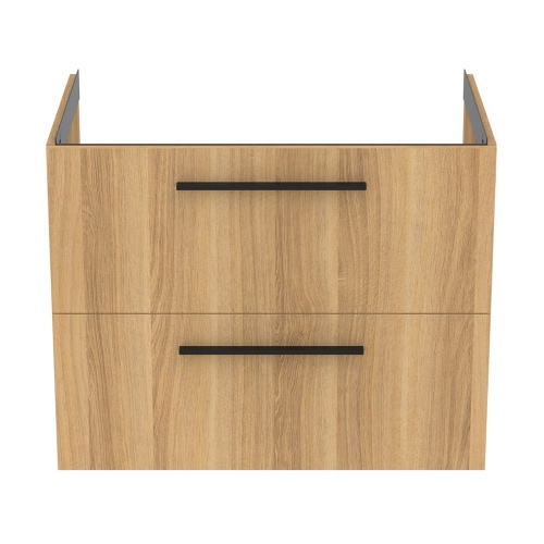 Immagine di Ideal Standard I.LIFE B set L.80 cm con mobile sottolavabo, finitura quercia chiara, lavabo, colore bianco finitura lucido, specchio rettangolare T5272NX+T460401